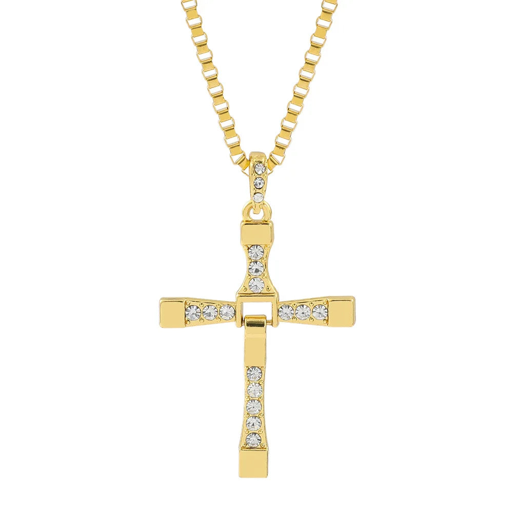 Vintage Gothic Hollow Cross Pendant Necklace