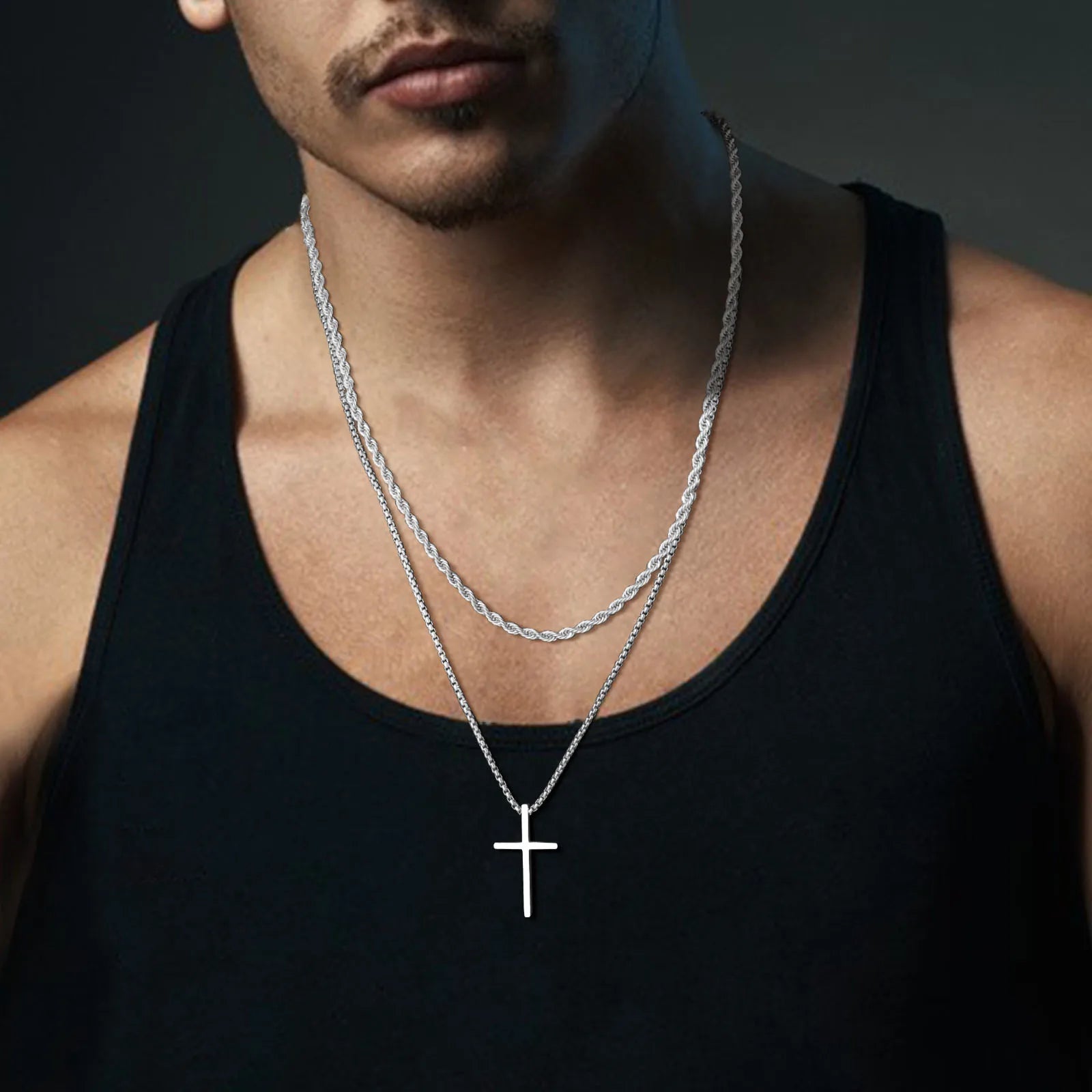 Vnox Mens Cross Necklace